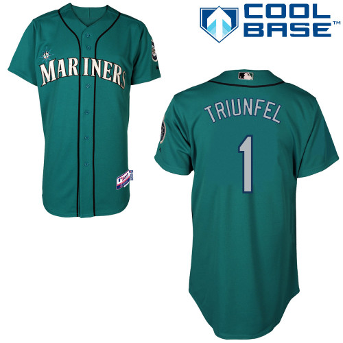 Carlos Triunfel #1 Youth Baseball Jersey-Seattle Mariners Authentic Alternate Blue Cool Base MLB Jersey